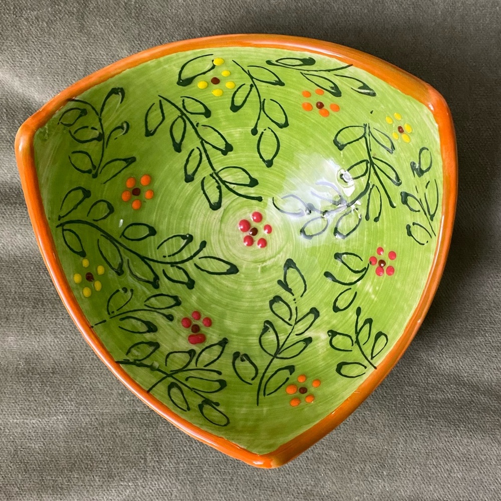 Rectangular small decorative bowl hand painted ceramic made in Spain